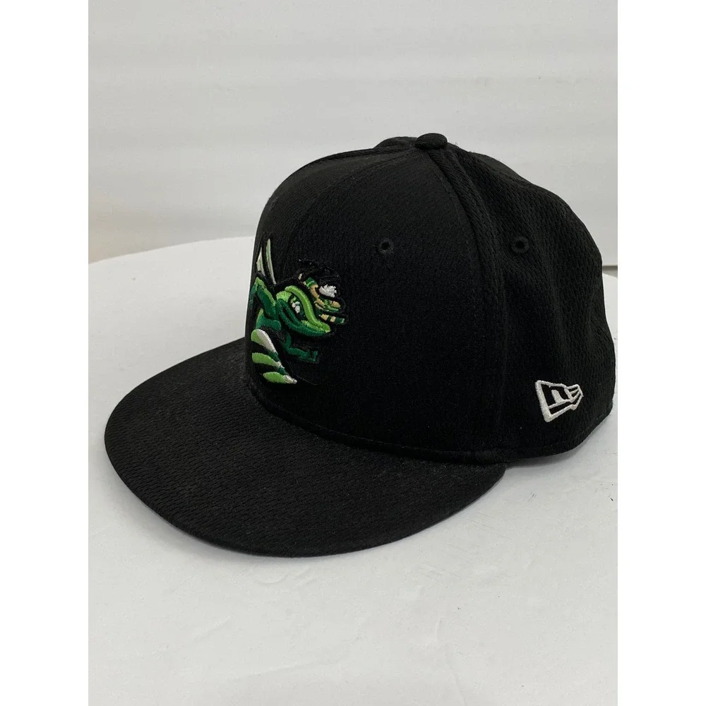 New Era 59FIFTY Burlington Bees MiLB Fitted Hat Black Green‎ Size 7 1/4 Cap